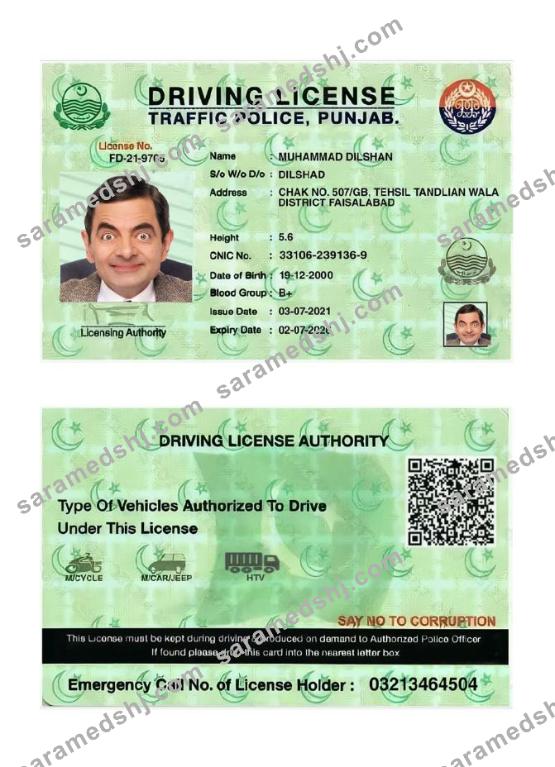India Punjab driving license 2021-present